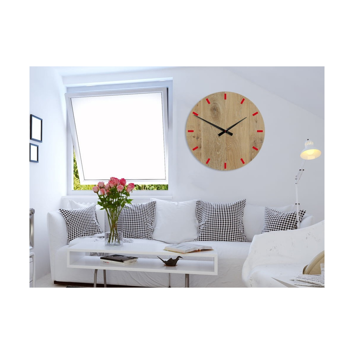 Ceasuri rustice de perete din stejar Solo 49 cm