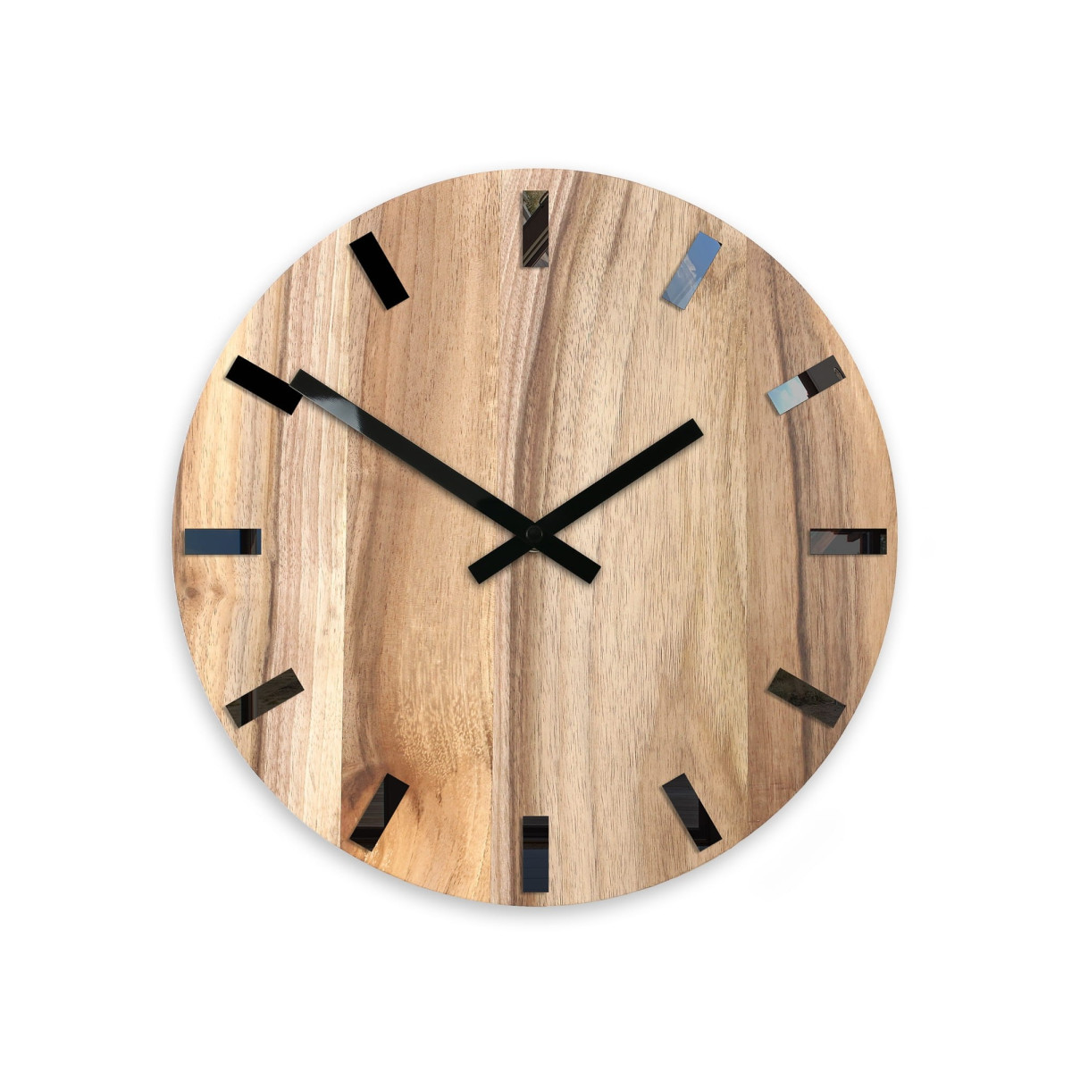 Ceas de perete simplu, nuc negru, 33 cm