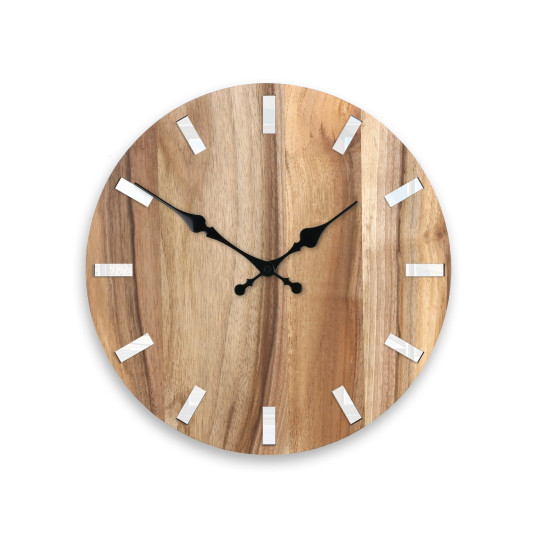 Ceas de perete simplu nuc alb 33 cm
