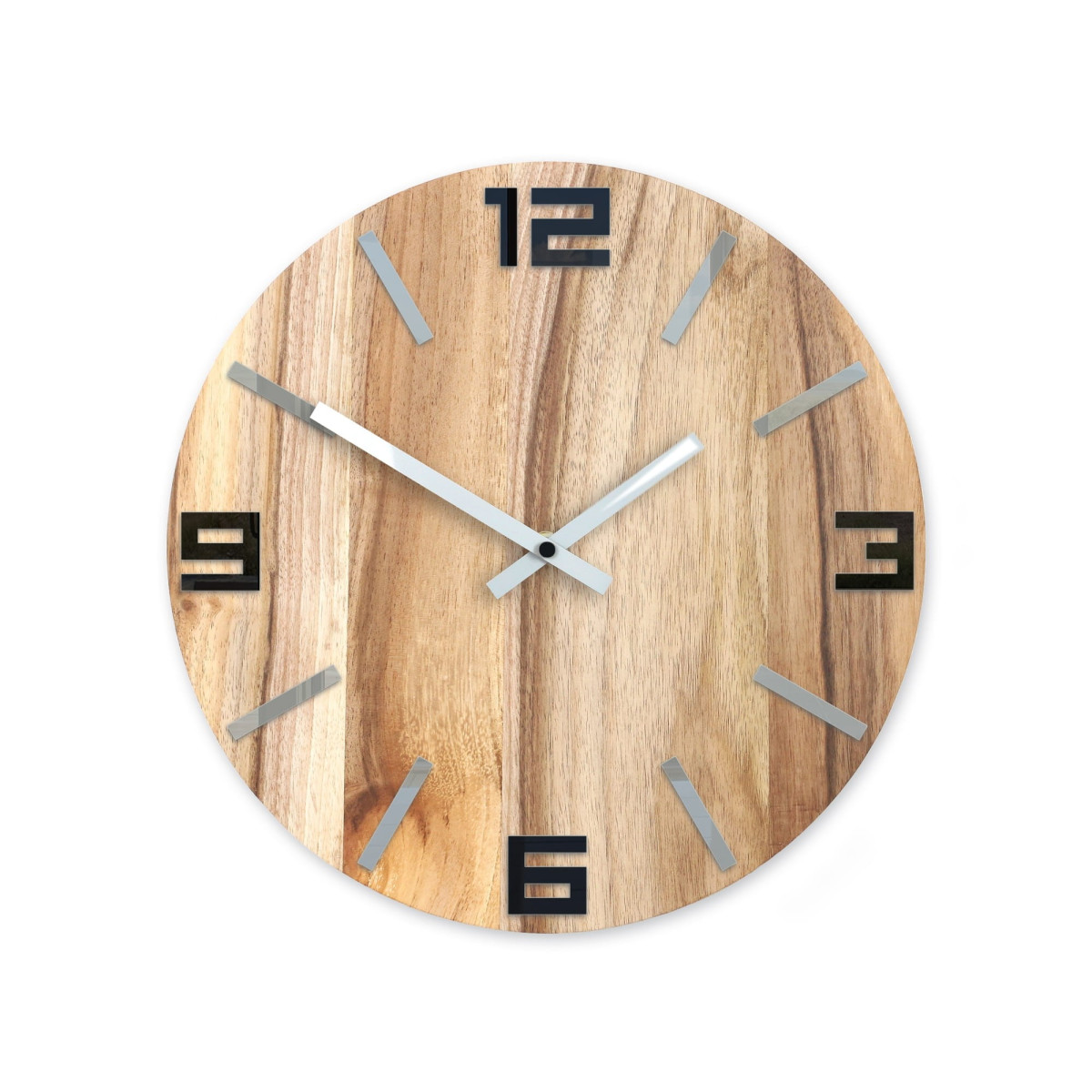 Ceasuri de perete din nuc cu aluminiu negru 33,5 cm