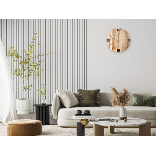 Ceasuri de perete din nuc cu aluminiu negru 33,5 cm