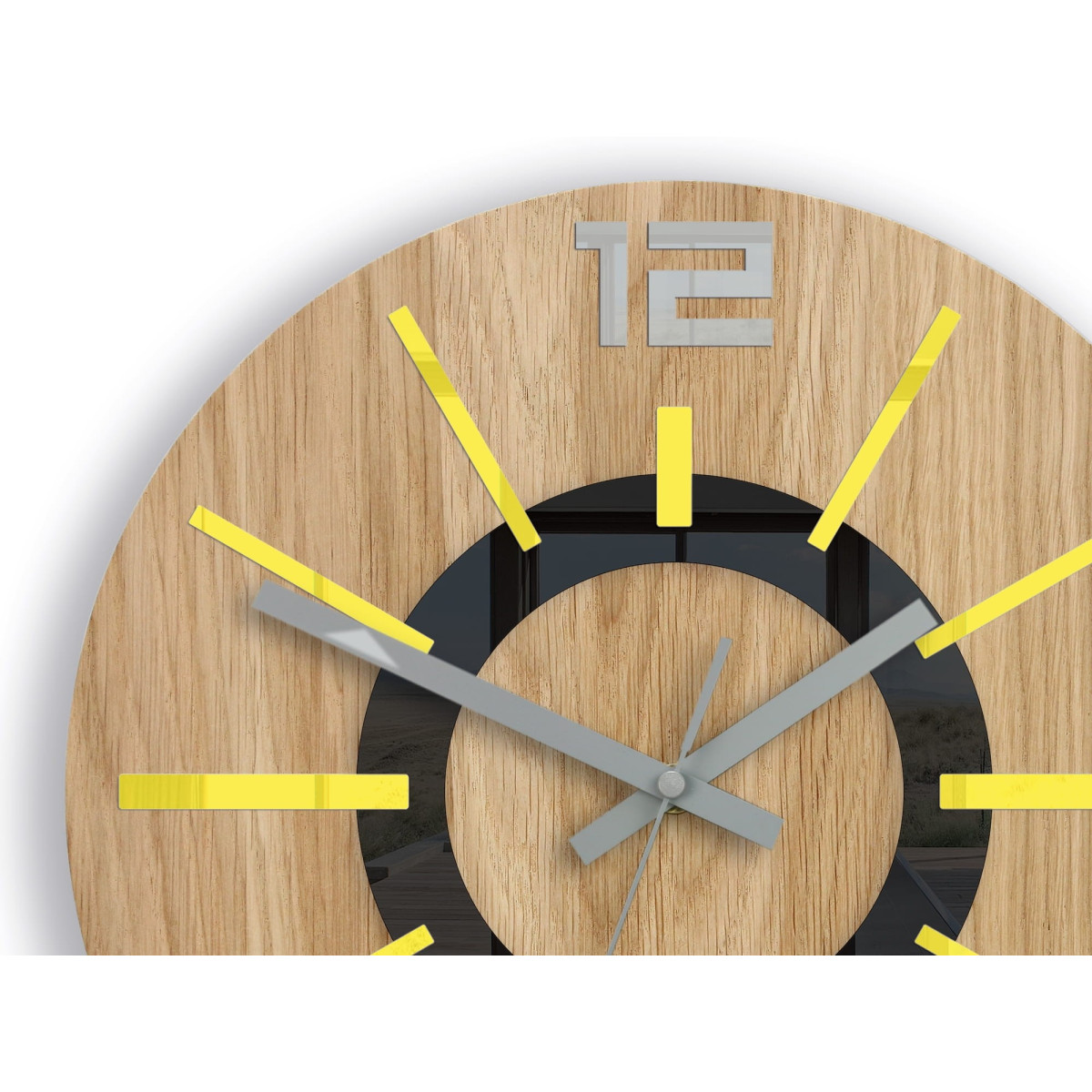 Ceasuri din lemn Nordic galbene 33 cm