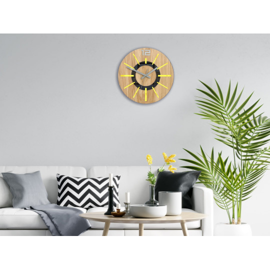 Ceasuri din lemn Nordic galbene 33 cm