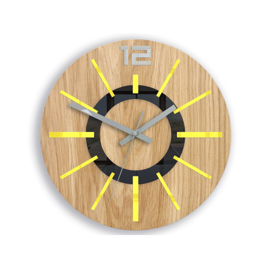 Ceasuri din lemn Nordic galbene 33 cm