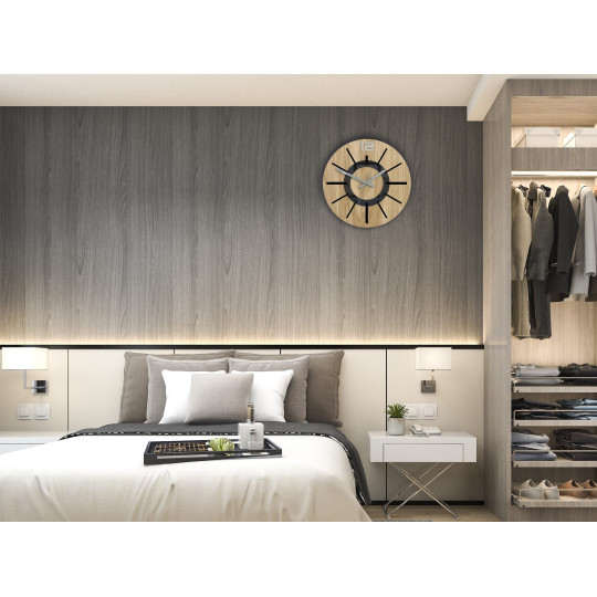 Ceasuri de perete din lemn Nordic, negru mat, 33 cm