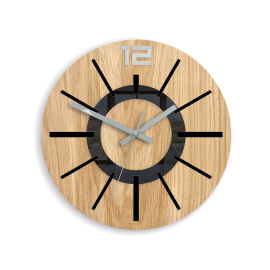 Ceasuri de perete din lemn Nordic, negru mat, 33 cm