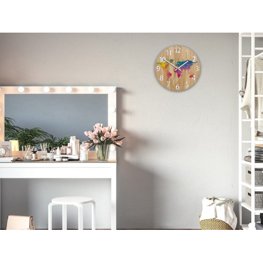 Ceasuri din lemn cu hartă a lumii și cifre de 33 cm