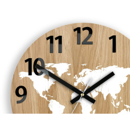 Ceasuri din lemn hartă mondială alb-negru 33 cm