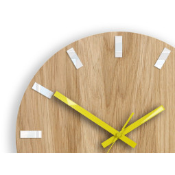 Ceas de perete din stejar SIMPLE - alb/galben 33 cm