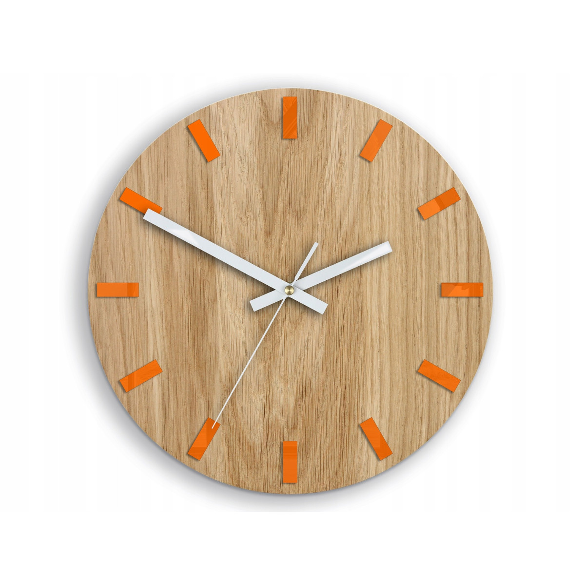 Ceasuri de perete din stejar SIMPLE - portocaliu/alb 33 cm