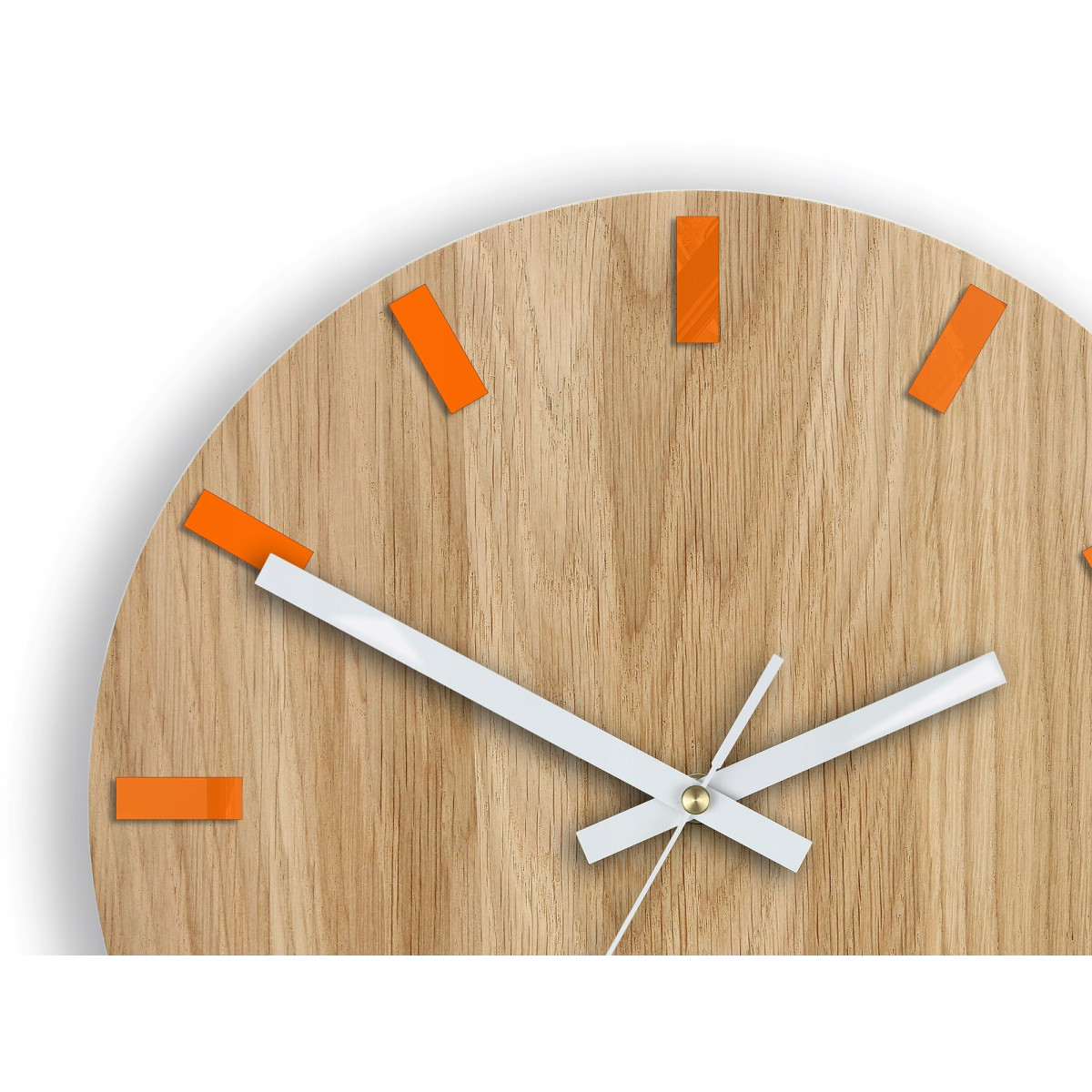 Ceasuri de perete din stejar SIMPLE - portocaliu/alb 33 cm