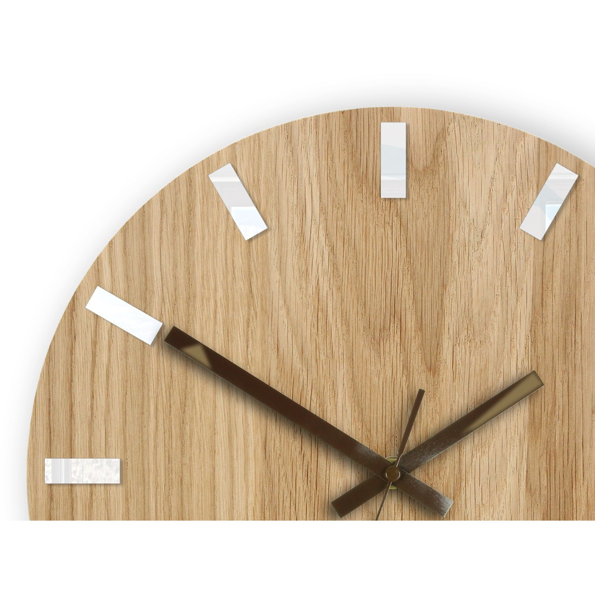 Ceasuri de perete din stejar SIMPLE - alb/maro 33 cm