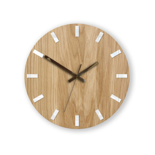 Ceasuri de perete din stejar SIMPLE - alb/maro 33 cm