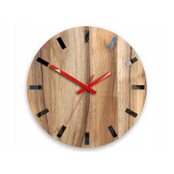 Ceasuri din lemn din nuc SIMPLE - negru/roșu 33 cm