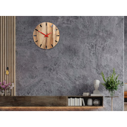 Ceasuri din lemn din nuc SIMPLE - negru/roșu 33 cm