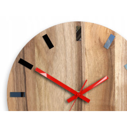 Ceasuri din lemn din nuc SIMPLE - negru/roșu 33 cm