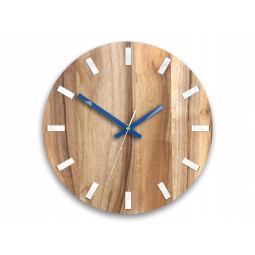 Ceasuri din lemn de nuc SIMPLE - alb/albastru 33 cm