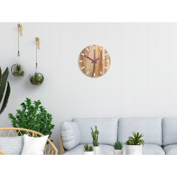 Ceasuri din lemn de nuc SIMPLE - alb/vișiniu 33 cm