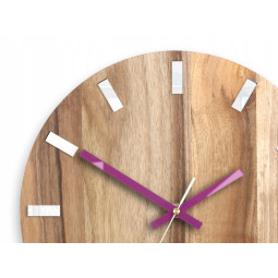 Ceasuri din lemn de nuc SIMPLE - alb/vișiniu 33 cm