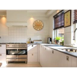 Ceasuri din lemn arabe, albe și portocalii, 33 cm.