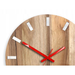 Ceasuri din lemn de nuc SIMPLE - alb/roșu 33 cm