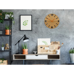 Ceasuri din lemn arăbesc de culoare neagră și portocalie, 33 cm