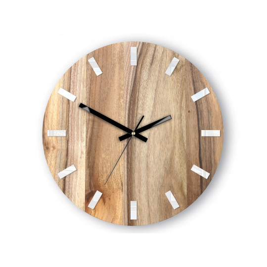 Ceasuri din lemn de nuc SIMPLE - alb/negru 33 cm