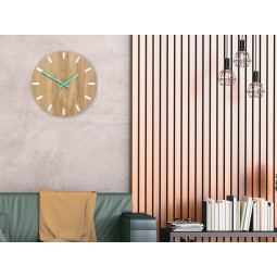 Ceas de perete din stejar SIMPLE - mint 33 cm