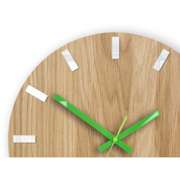 Ceas de perete din stejar SIMPLE - alb/verde 33 cm