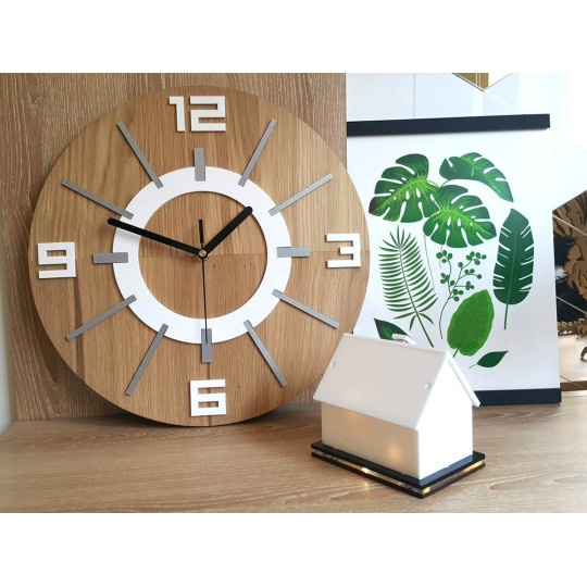 Ceasuri din lemn alb Aladdin 33 cm