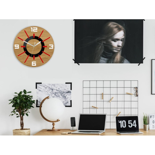 Ceasuri roșii din lemn Aladdin 33 cm