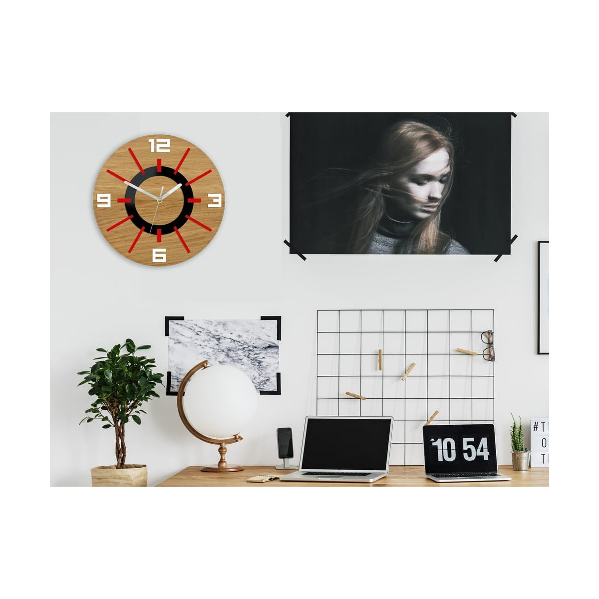 Ceasuri roșii din lemn Aladdin 33 cm