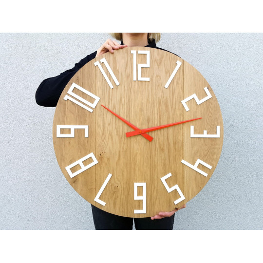 Ceas din lemn de stejar mare Slim 50 cm