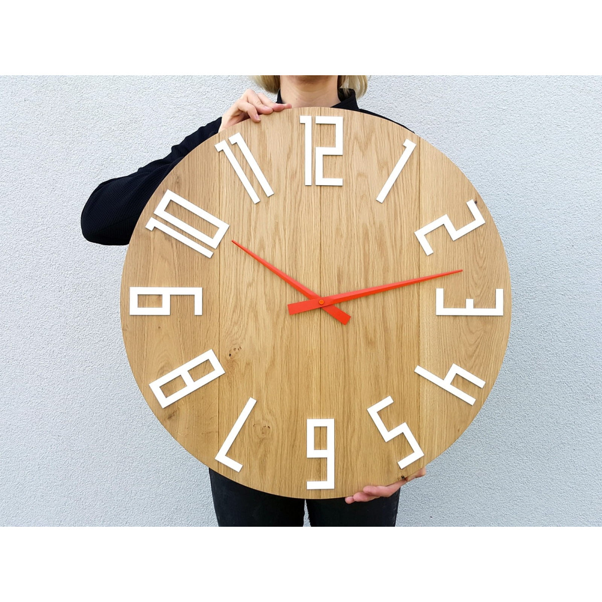 Ceas din lemn de stejar mare Slim 50 cm