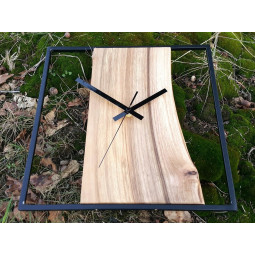 Ceas de perete metalic cu design retro, culoare nuc, 33 cm