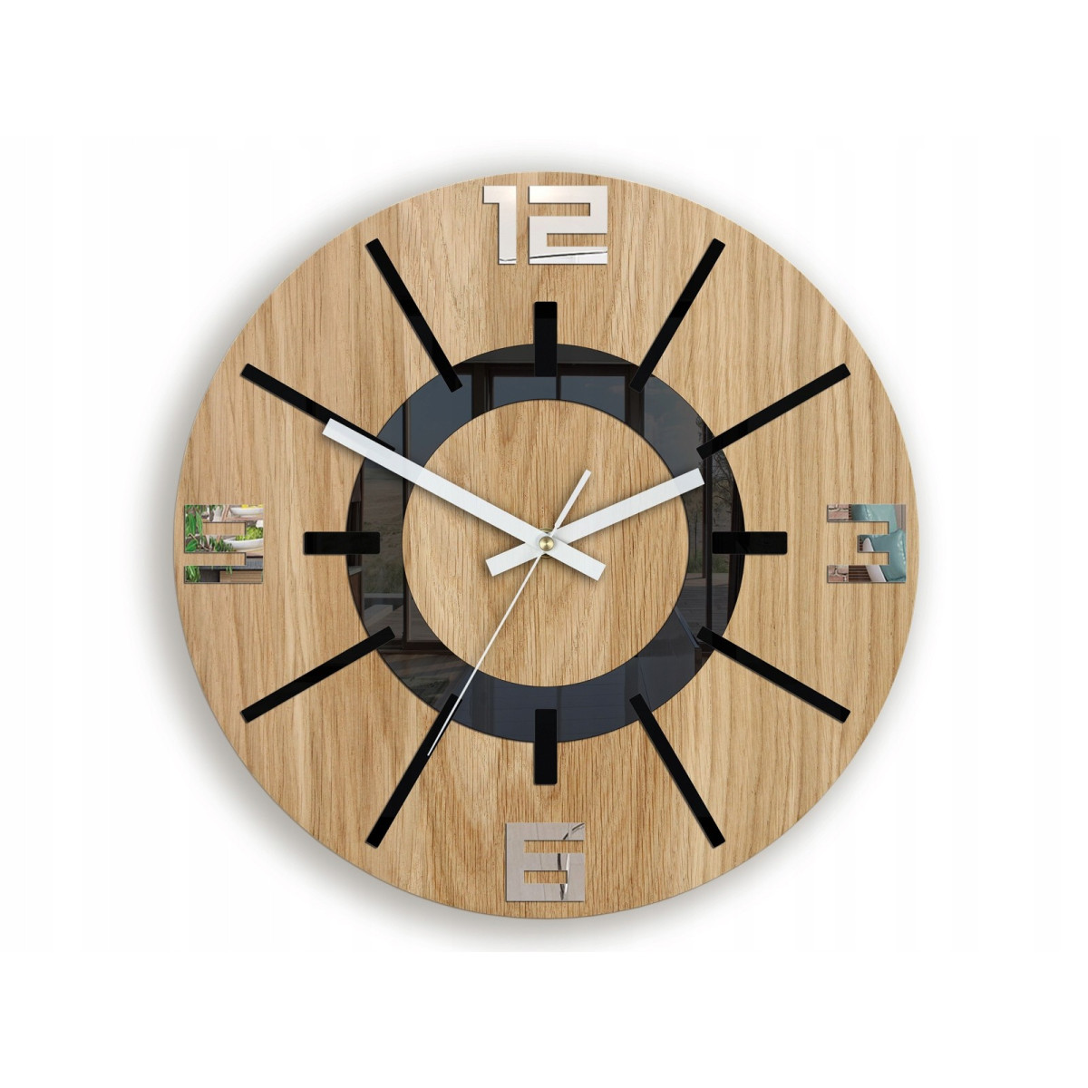 Masiv 3D perete negru cu oglindă Aladyn 33 cm