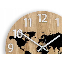 Ceas de perete HARTA LUMII CU CIFRE - NEGRU tăcut 33 cm