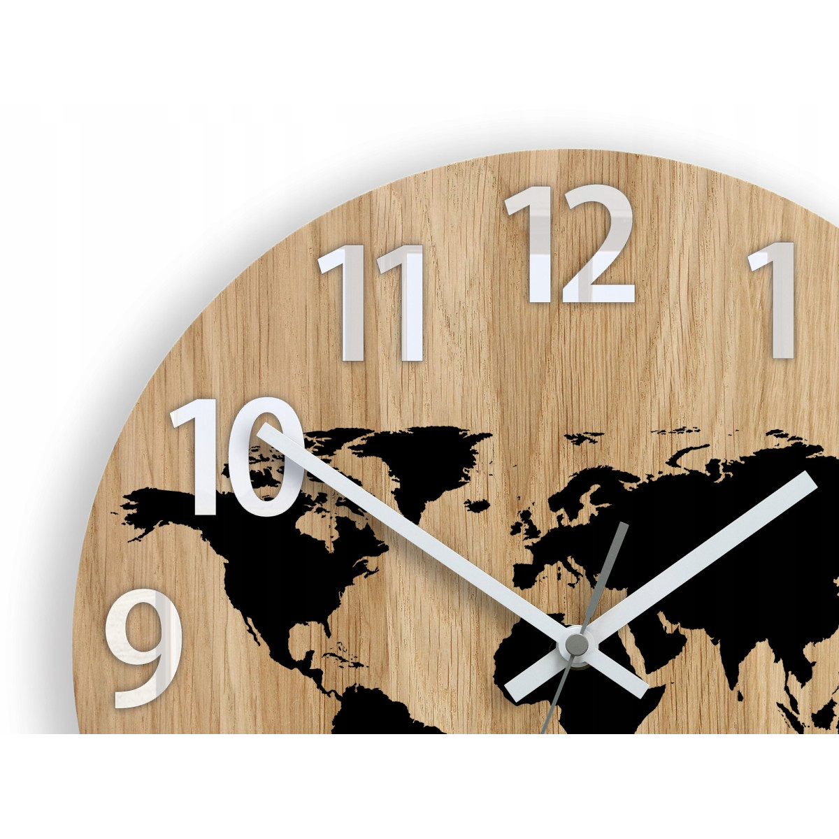 Ceas de perete HARTA LUMII CU CIFRE - NEGRU tăcut 33 cm