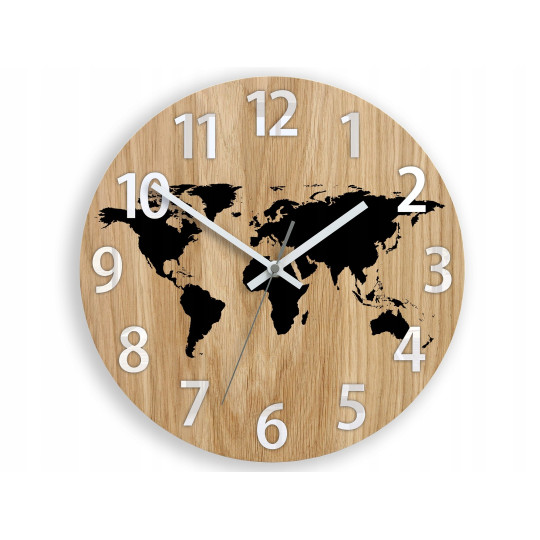 Ceas de perete HARTA LUMII CU CIFRE - NEGRU tăcut 33 cm