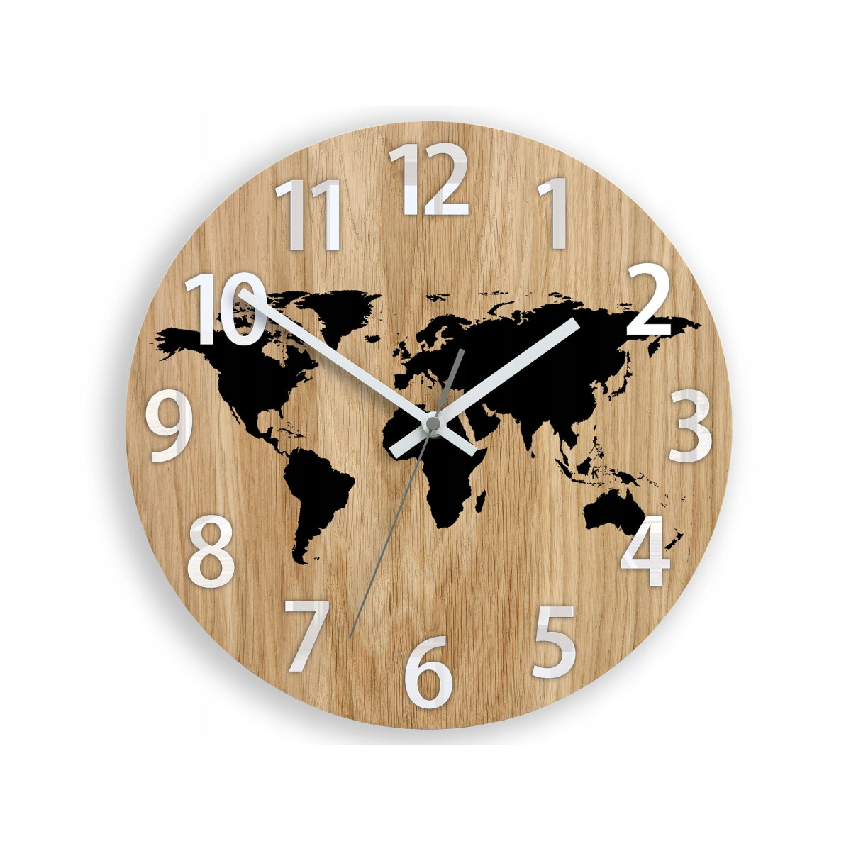 Ceas de perete HARTA LUMII CU CIFRE - NEGRU tăcut 33 cm