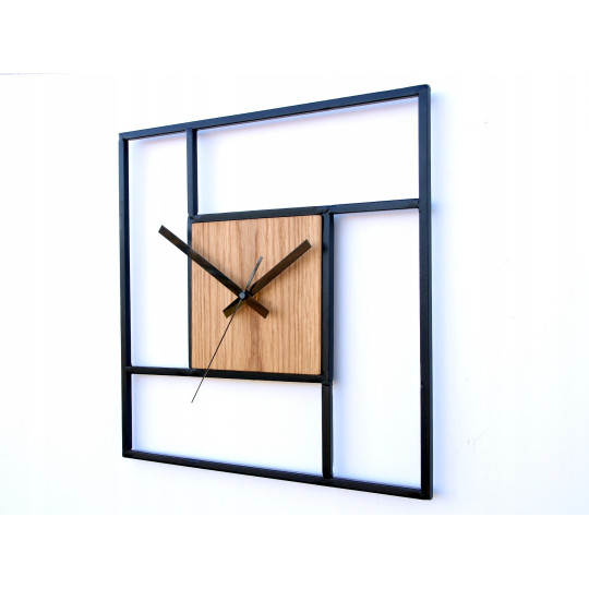 Ceasuri pătrate din lemn cu metal Retro 33 cm