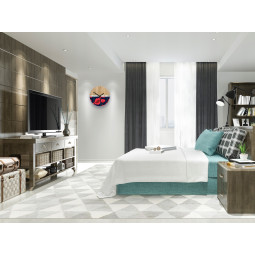 CEASURI DE PERETE din lemn cu motiv Maci sălbatici SILENT 33 CM