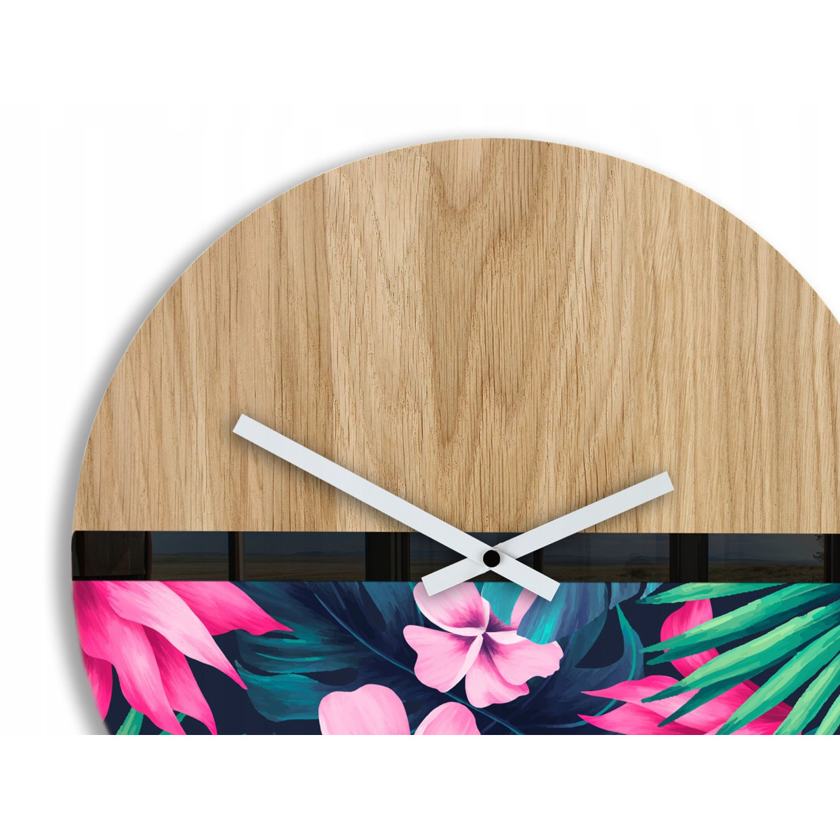 CEAS DE PERETE DIN Lemn cu Motiv Floral SILENT 33 CM