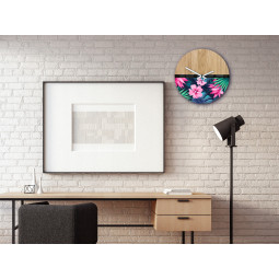 CEAS DE PERETE DIN Lemn cu Motiv Floral SILENT 33 CM