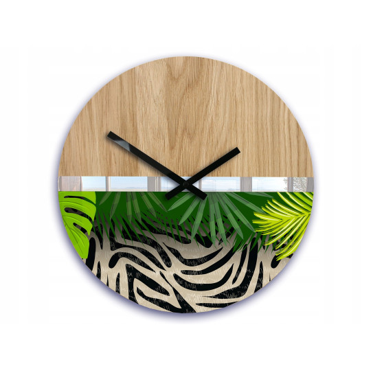 Ceas de perete din lemn cu motiv exotic SILENT 33 CM