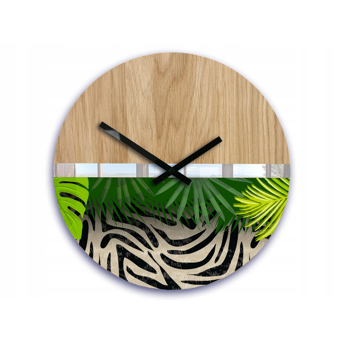 Ceas de perete din lemn cu motiv exotic SILENT 33 CM