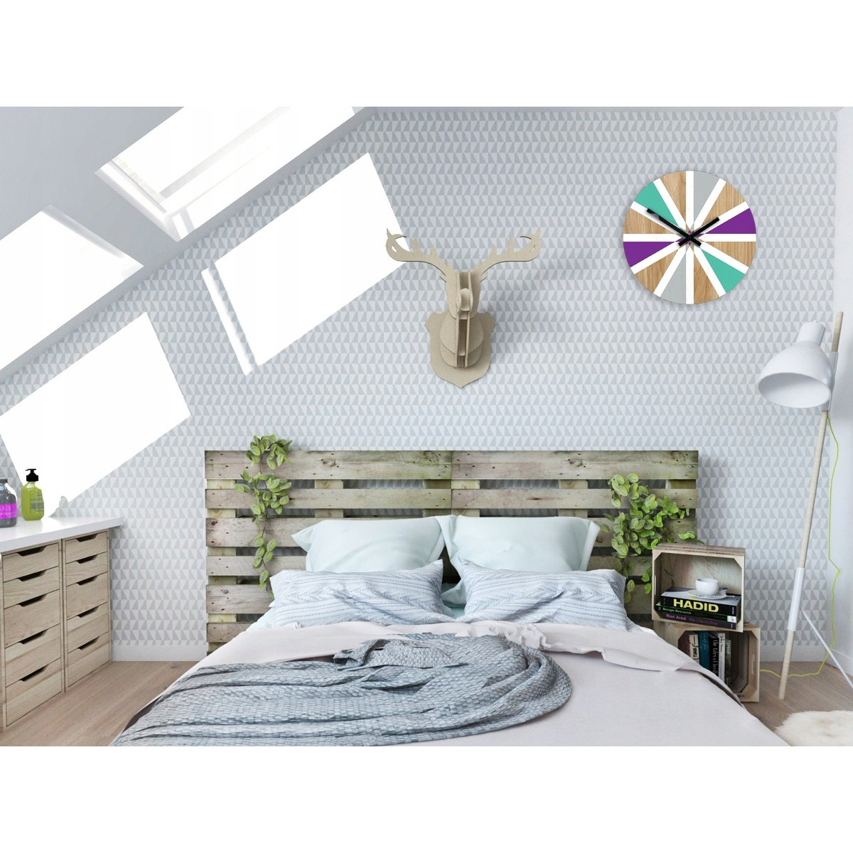 Ceasuri de perete din lemn VENTO - culori interesante 33 CM