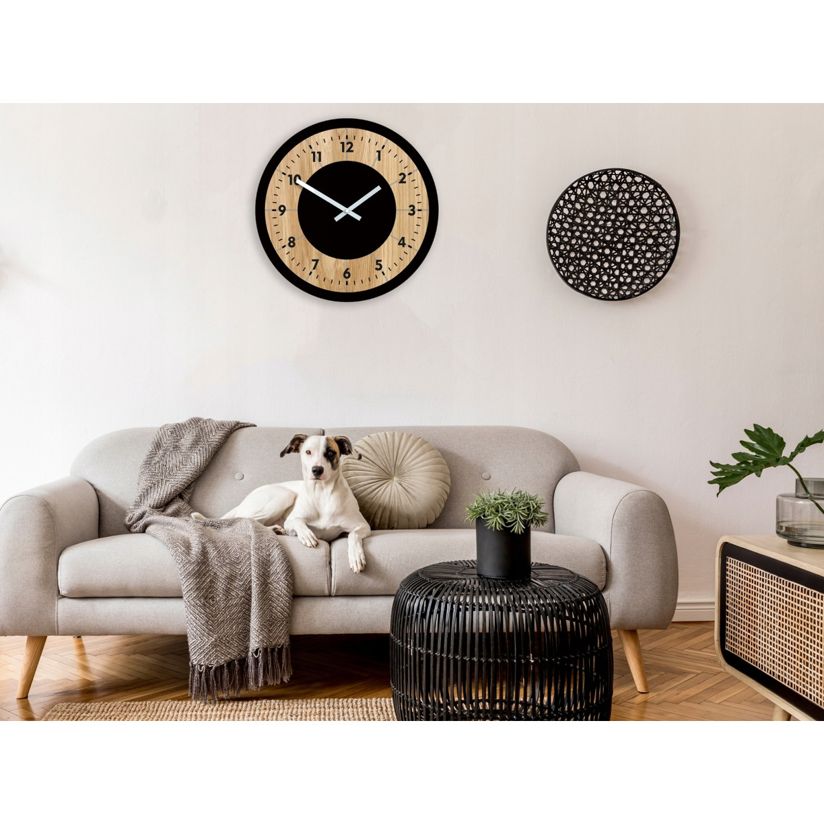 Ceas de perete din lemn TOKYO 40cm, design transparent