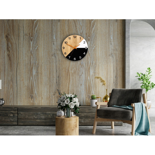 Ceas de perete din lemn Texas portocaliu 33 cm Silent