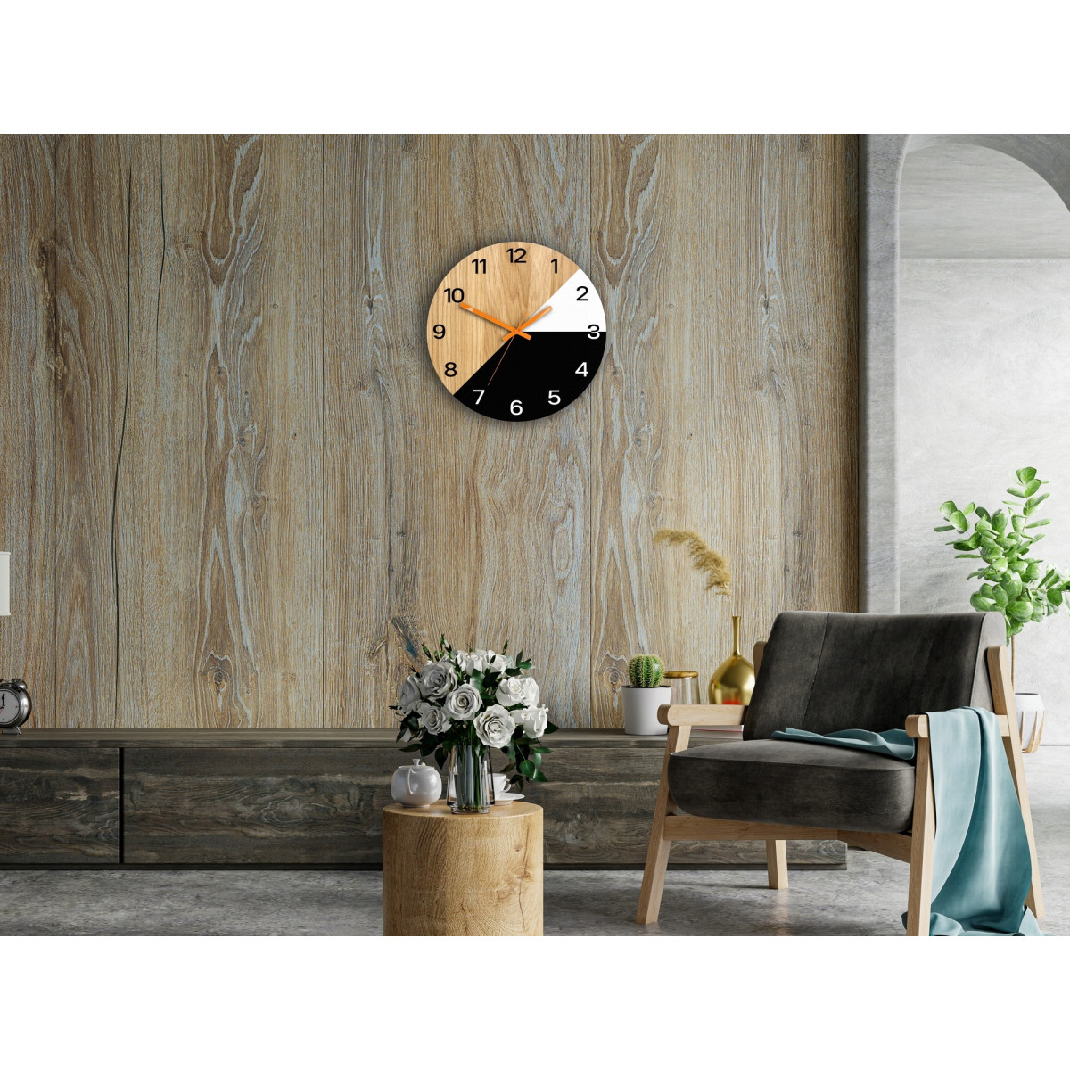 Ceas de perete din lemn Texas portocaliu 33 cm Silent